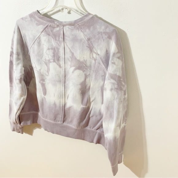 Joy Lab Cropped Tie Dyed Long Sleeve Crewneck Sweatshirt Ribbed Trims Pastel💜🤍 - Picture 4 of 9